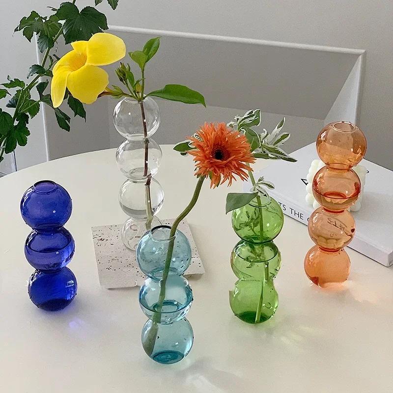 Ваза для цветов, настольная стеклянная подставка для цветов, бутылка для домашнего декора, гидропонные вазы для растений, держатель, симпатичная настольная декоративная стеклянная ваза