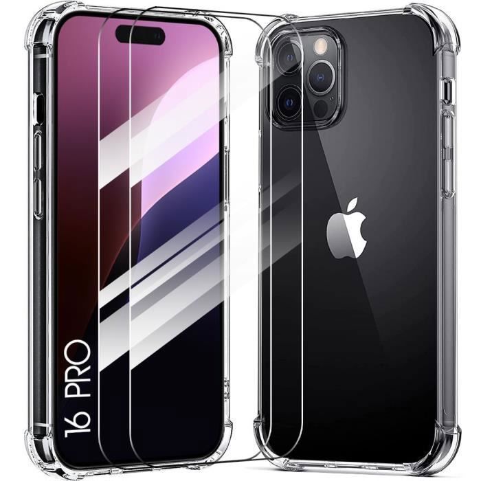 Coque de protection - BOOLING - pour iPhone 16 Pro - TPU Antichoc - Transparent - 2 Verres Trempés