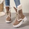 Snow Boots 2025 Winter New Chunky Heel Warm Padded Lacing