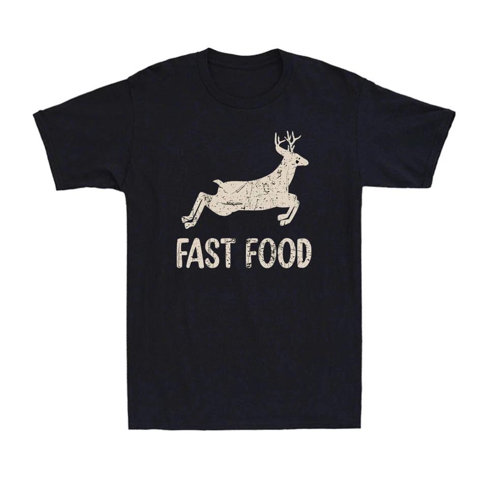 Футболка с надписью Fast Food, забавная, сезон охоты на оленей, охотник, новинка, графическая, мужская футболка
