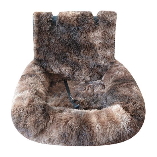 Автокресло для собак Дорожная лежанка для собак с ремнями безопасности Плюшевое пушистое сиденье для питомца с нескользящей подкладкой Съемная моющаяся подушка для маленьких и больших собак