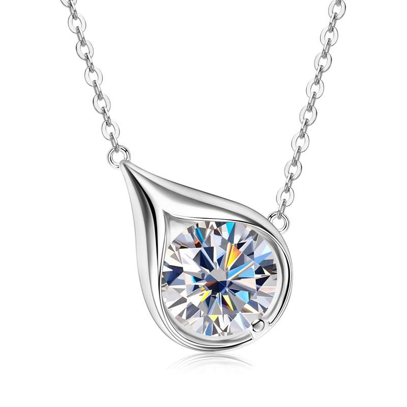 Custom Jewelry 925 Sterling Silver 9MM 8MM 6.5MM Moissanite Droplet Pendant Necklace Women Rhodium/Gold Plated Trendy Third