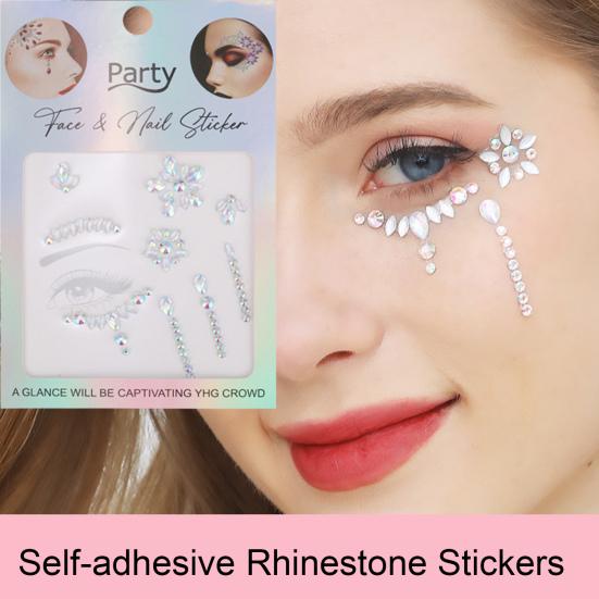 Наклейки на лицо и глаза для женщин, самоклеящиеся стразы, макияж, татуировки, наклейки для ногтей для украшения вечеринки на Хэллоуин