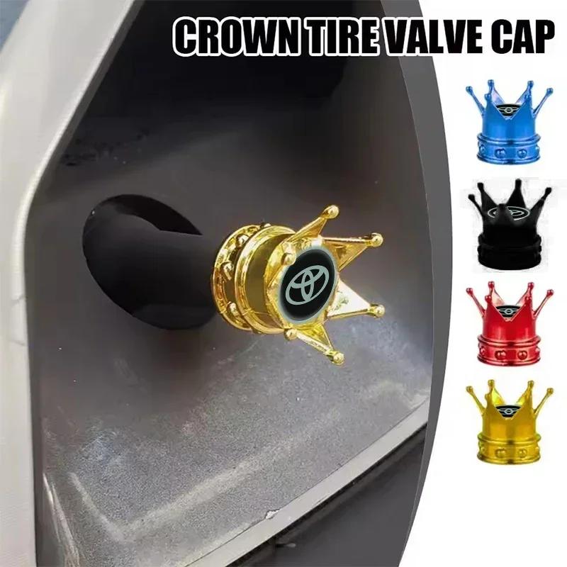 BBF1 4PCS Crown Style Tire Valve Stem Caps, Air Caps Cover, Aluminum Alloy Dustproof And Waterproof Valve Caps Cover For All Toyota