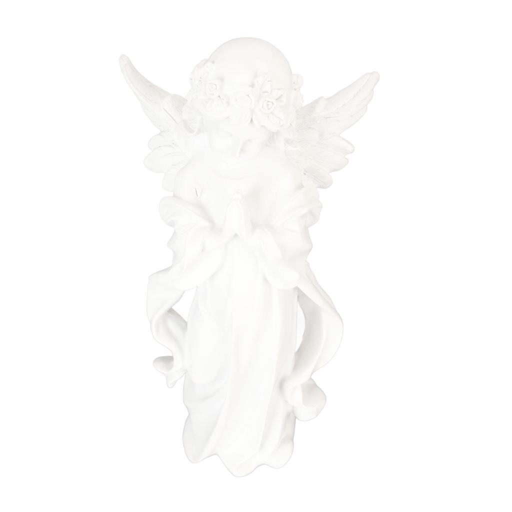 Статуэтка младенца-ангела белая высотой 10,8 дюйма, ручная резьба, богатая деталями, смоляная фигурка херувима для сада