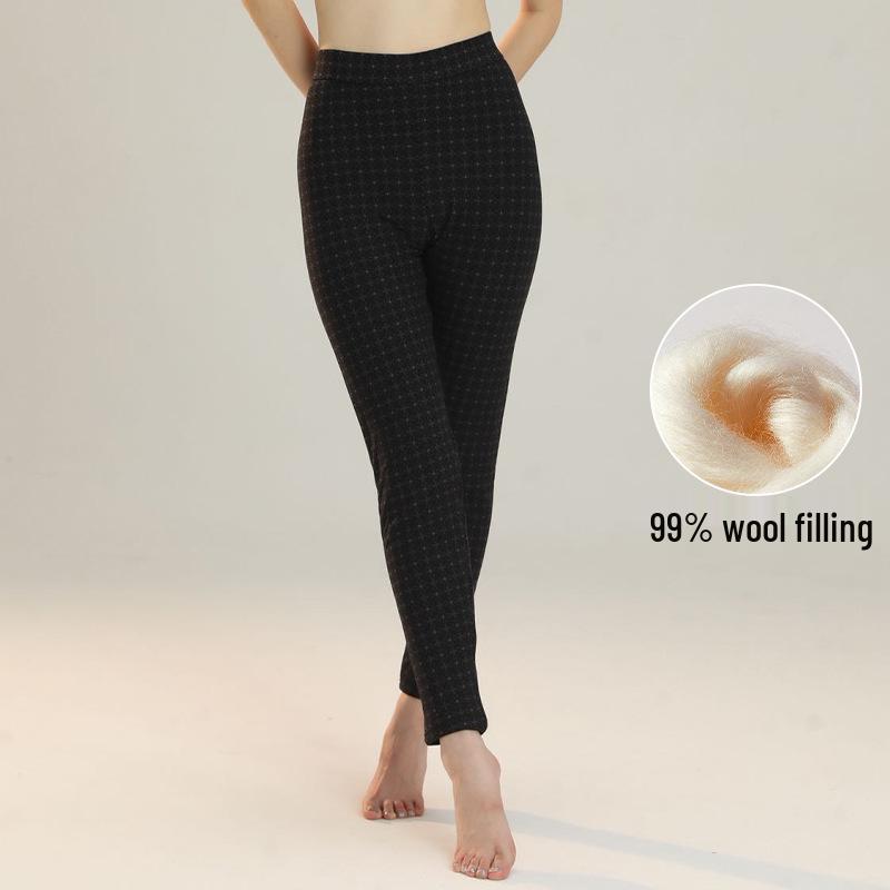 Женские хлопковые брюки с высокой посадкой и флисовой подкладкой - Облегающие, плотные и теплые для осени и зимы