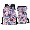 Kpop Hunter Girl Group Student Backpack Set 3-in-1 Cartoon School Bag with Shoulder Bag and Pencil Case