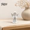 Talos 3D-печатная статуэтка молящегося ангела, элегантная матово-белая фигурка херувима с детализированными крыльями, прочный минималистичный орнамент для декора гостиной и