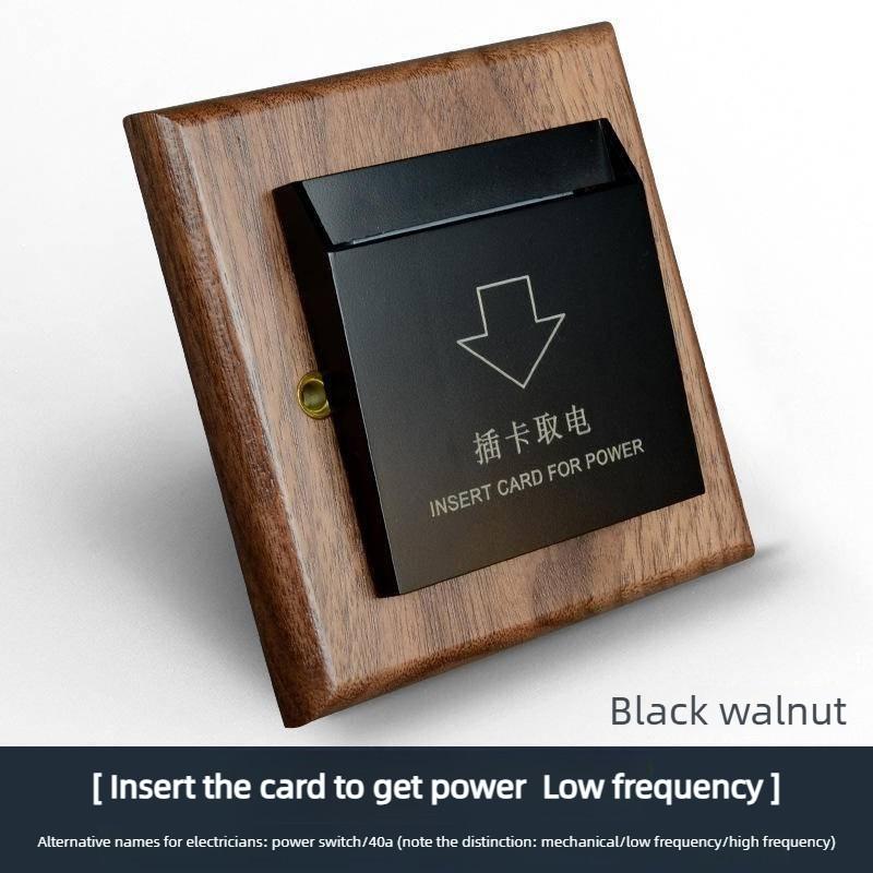 Black Walnut Solid Wood Brass Lever Retro Switch Panel Wall Mount 86 Open Line Box Surface Three Open 16A Socket