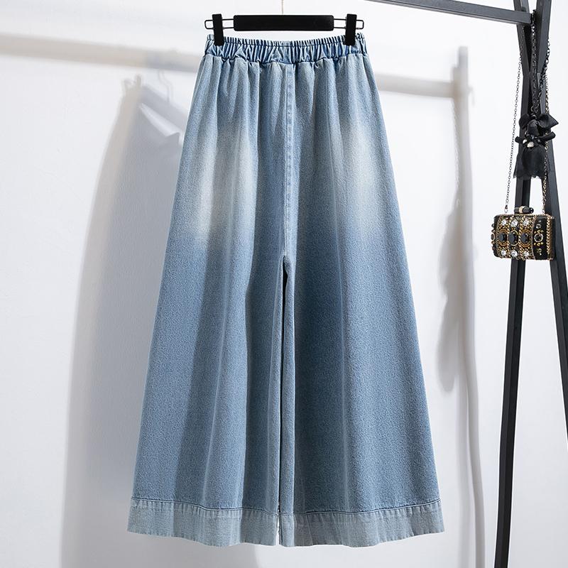 DIMANAF 2025 Весна Джинсы больших размеров Длинные брюки Женские Повседневные С высокой талией Эластичные Базовые Свободные Брюки с широкими штанинами