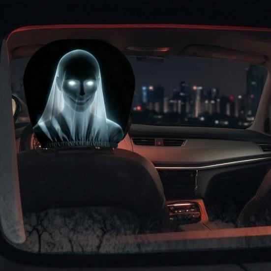 Декор салона автомобиля 2 шт. Наволочка на подголовник автомобиля Хэллоуин, Универсальная наволочка, Мягкая эластичная полиэстеровая наволочка Жуткая для