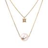 Bright Pearl Pendant K18 Women's [Gift Wrapped] Pearl Diamond Necklace