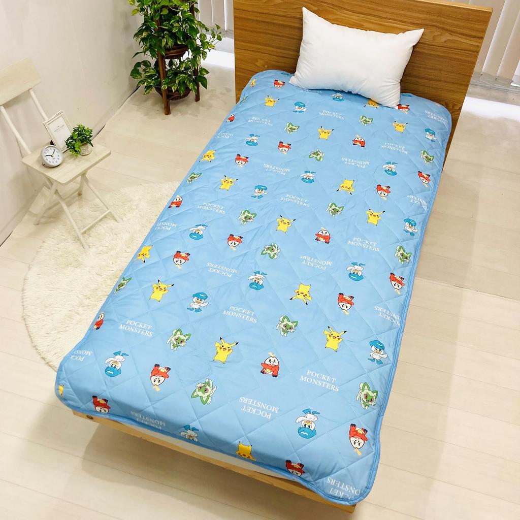 MORIPiLO Pokemon Fitted Sheet, Single (Pikachu & Paldea Friends, Soft & Fluffy, All-Season Use) Summer & Winter Bedding, Bed Mattress Sheet, Blue, 100