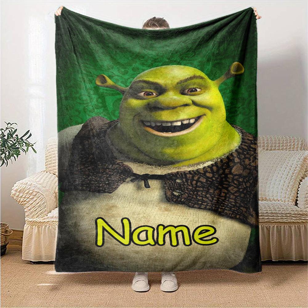Custom Name Shrek Theme Printed Blanket Perfect For Couch Bed Travel Outdoor Use Machine Washable Cozy Durable