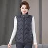 Осенне-зимний женский однотонный материнский жилет с воротником-стойкой, короткий женский ветрозащитный теплый жилет, куртка без рукавов для среднего и пожилого возраста