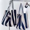 Вместительная холщовая сумка с ручкой сверху, женская летняя полосатая простая повседневная дамская сумочка, уличная сумка через плечо
