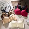 Leopard Print Push-Up Bra with Invisible Support and Cross-Back Design