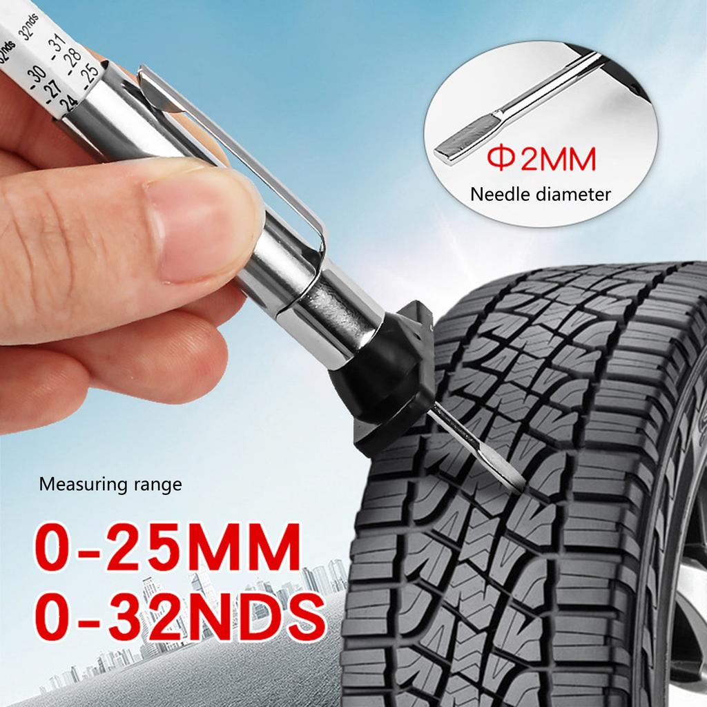 0-32nds/0-25mm Автомобильный измеритель глубины шин Универсальный автомобильный измеритель глубины протектора шин Профессиональный измеритель глубины резьбы шин