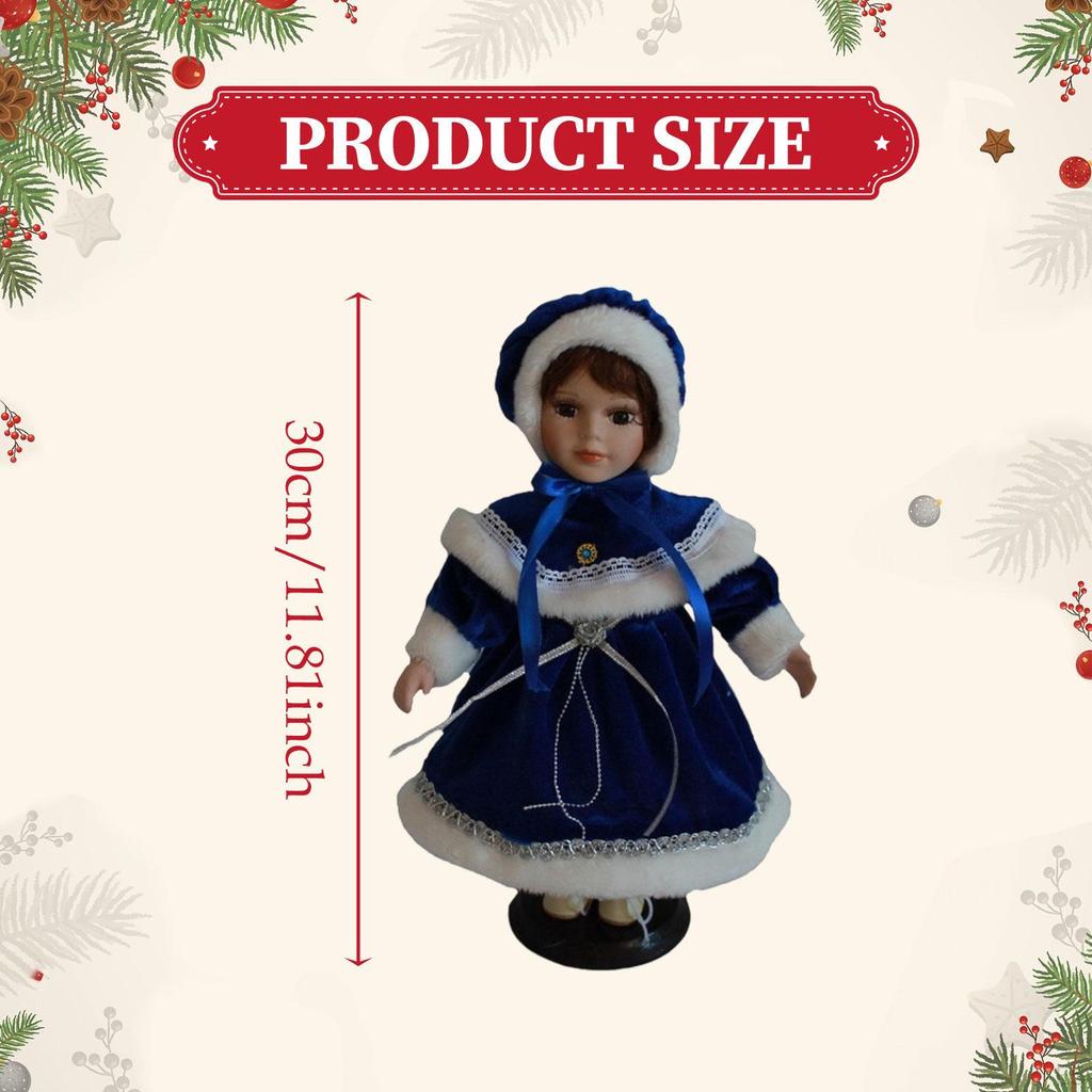 Porcelain Doll Ceramic In Outfit Beautifully Crafted with Hat Makeup Face Collectible