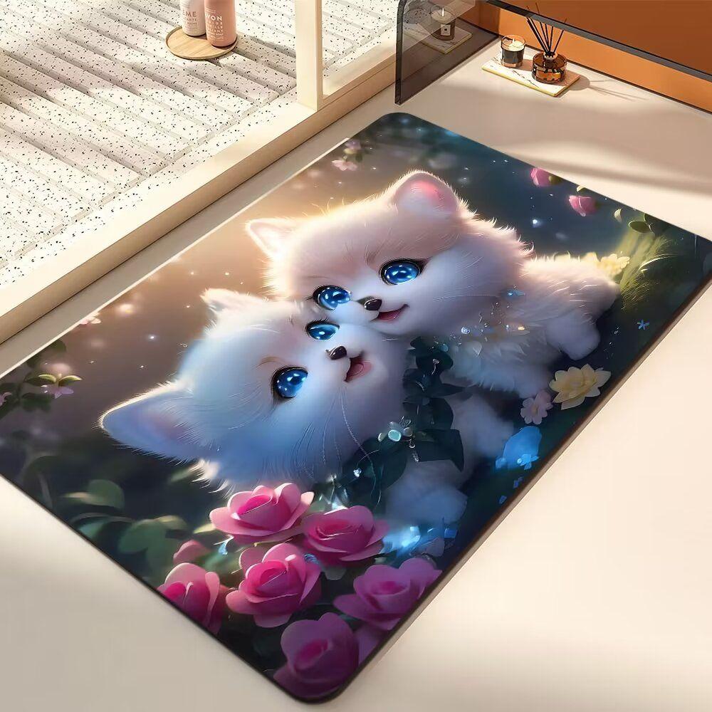 Диатомовая грязевая впитывающая подстилка мультяшный милый щенок коврик для пола в ванной туалетный коврик для двери нескользящий коврик для двери быстросохнущий коврик