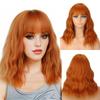 Synthetic Short Wave Wig With Bangs Shoulder Middle Length Curly Wigs Heat Resistant Wigs For Women Cosplay Daily Party