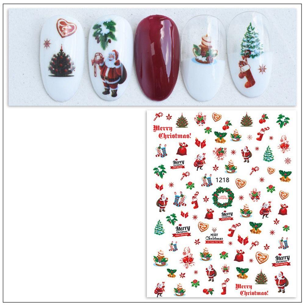 Nail Salon Santa Claus New Year Decals Manicuring Foils Christmas Nail Art Stickers Nail Decoration