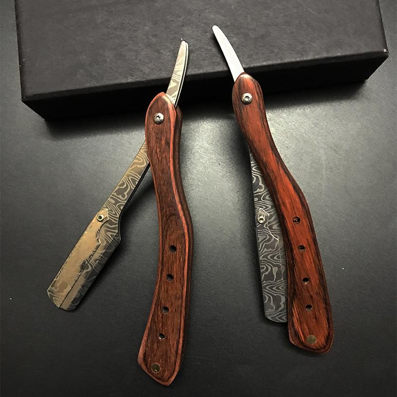 1 шт. Деревянная профессиональная ручная бритва с прямым лезвием из нержавеющей стали, острая парикмахерская бритва, складной бритвенный инструмент для стрижки бороды