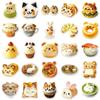 Animal Food Sticker Set: 50 Cute Cartoon Bread, Cookie Shapes, Waterproof Lunch Box Decor.