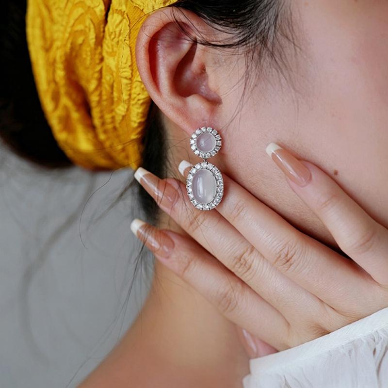 Xiaomi Huitan Graceful Drop Earrings for Women Charming Imitation Moonstone Dangle Earrings Gorgeous Sparkling Ear Accessories Jewelry