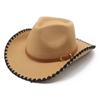 Western Cowboy Hat Woolen Felt Top Hat Jazz Hat Lock Lace Hat
