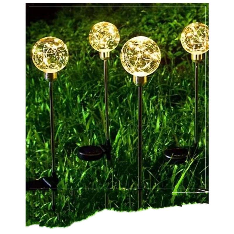 Solar copper ball lamp garden courtyard decorative landscape insert lamp outdoor decorative lawn lamp