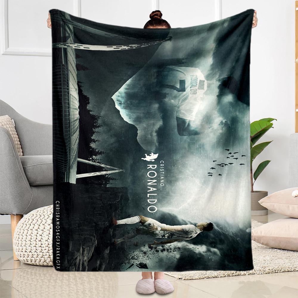 Ronaldo's Legacy Soccer Blanket Soft Warm Cozy Great for Office Chair Picnics Office Four Seasons Multipurpose Modern Style