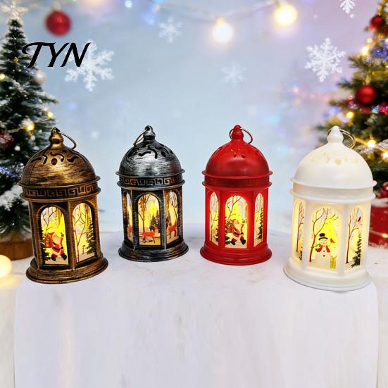 Flameless Candle Lantern Retro Christmas Night Light, Battery Operated LED Lamp, Decorative Flickering Portable Flame Hanging for Home Holiday
