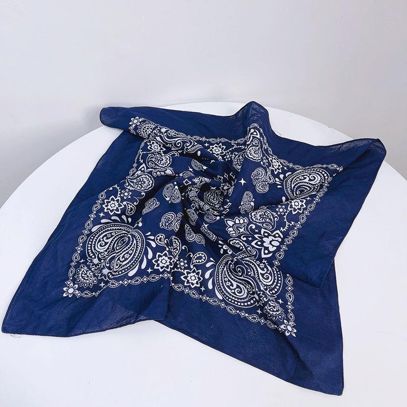 Pure Cotton Square Scarf Imitation Blue Dye Printing Cotton Handkerchief Small Silk Scarf Retro Ethnic Style Scarf Summer Neck Protection Scarf