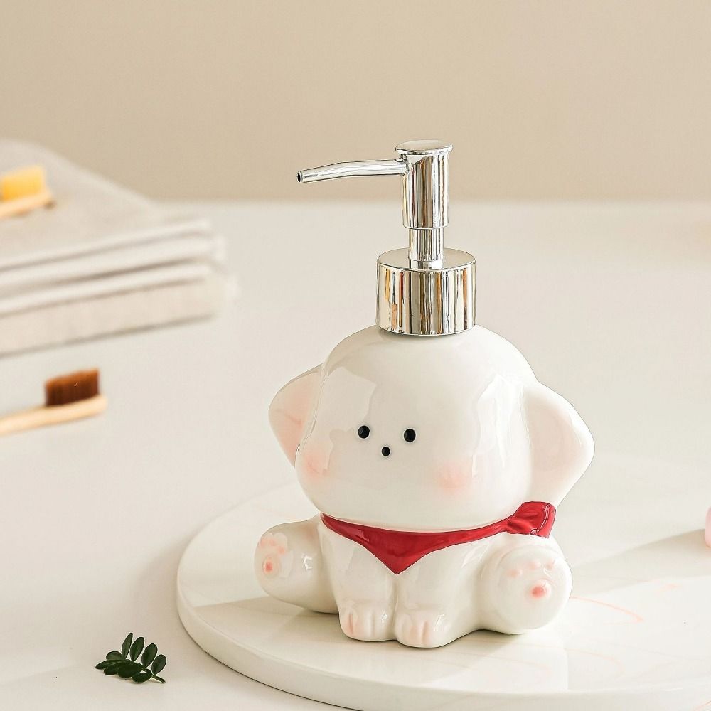 Ceramic Liquid Soap Dispenser Dog Shape Empty Bottle Shower Gel Separate Bottles Cute Press Pump Shampoo Bottle Counter Top Use