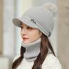 Autumn Winter Warm Hat Set Women's Knitted Duckbill Hat Rabbit Fur Thick Women's Hat Scarf Ear Protection Hat Two-piece Set Hats & Caps (women’s)