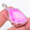Natural Pink Druzy Slice Gemstone 925 Sterling Silver Jewelry Pendant 1.89" S2V70