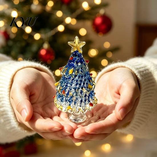 Уникальные рождественские подарки для друзей Глазурованная фигурка елки, Декор для стола из выдувного стекла с проволокой, Мини-украшение для праздничного стола, Автомобиль Дом,