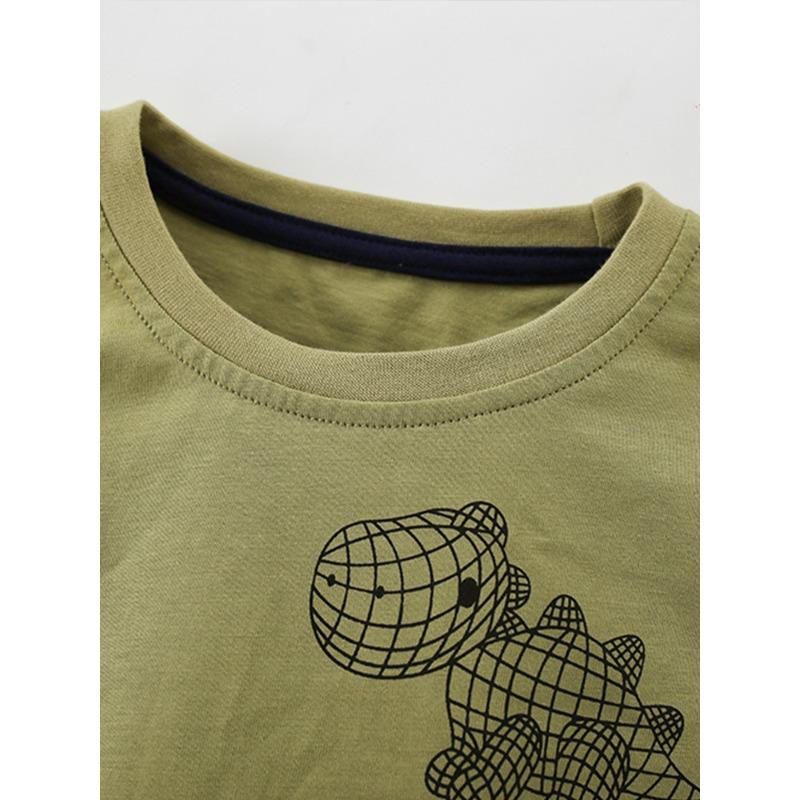 New Set for Boys, European and American Children, Comfortable and Breathable Round Neck Printed Daily Casual Autumn Wear
