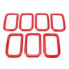 7PCS Front Grille Insert Cover Red Front Grill Cover Rings Frame Trims Kit Outline Car Decoration