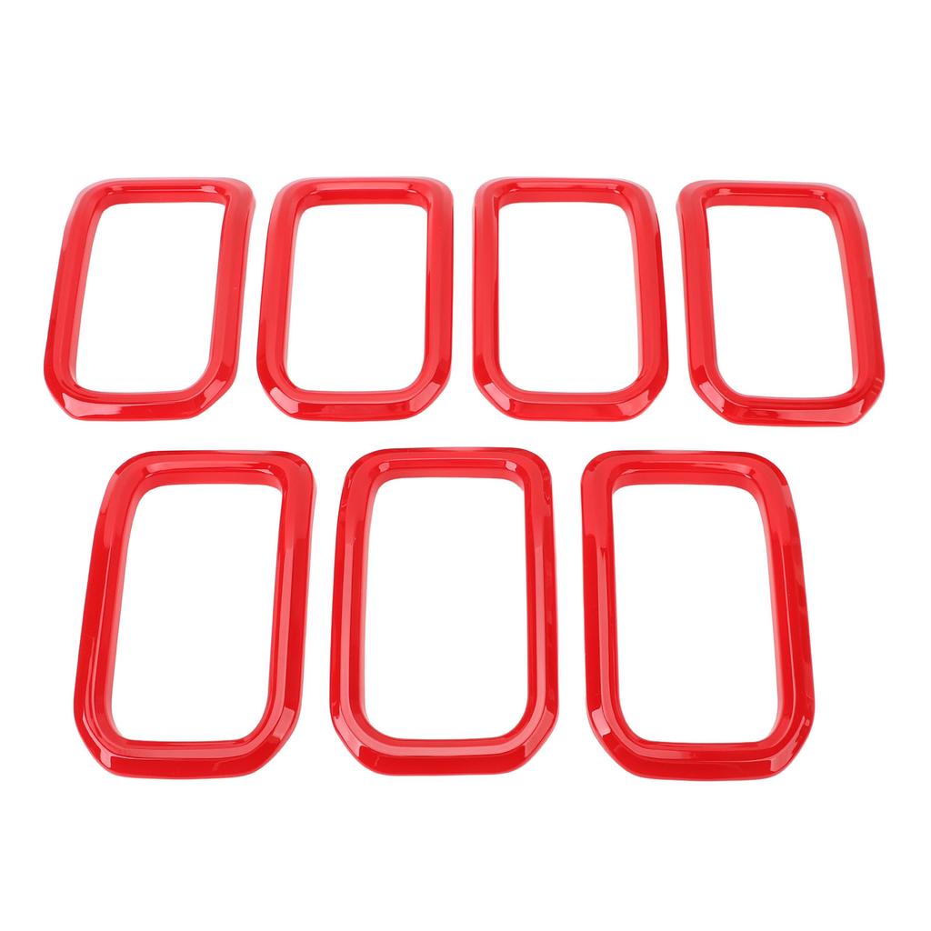 7PCS Front Grille Insert Cover Red Front Grill Cover Rings Frame Trims Kit Outline Car Decoration