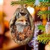 Fox Christmas Ornament 2D Acrylic Forest Animal Hanging Decoration Fox In Tree Hole Holiday Ornament for Xmas Tree Animal Lovers