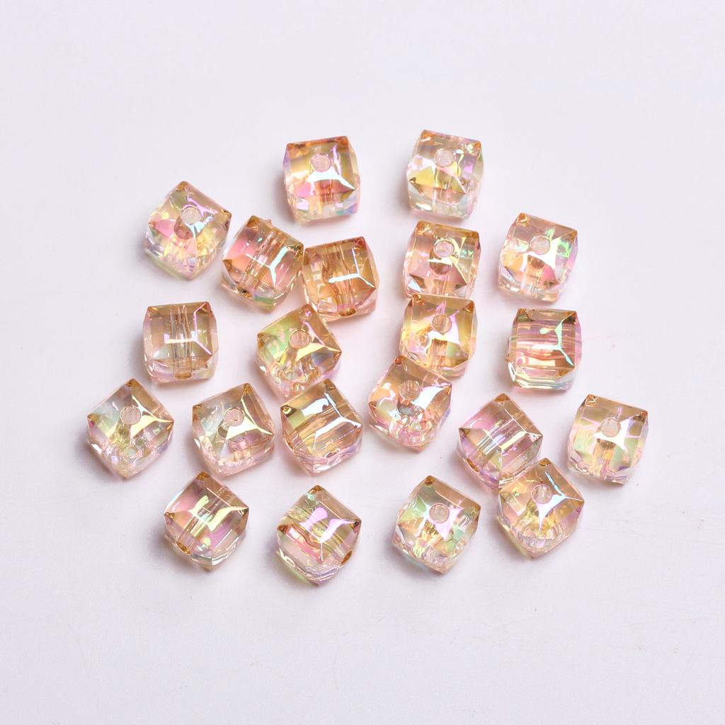DIY часть смолы чешские хрустальные серьги браслет подвески 8 мм ремесленные бусины куб квадратные граненые с УФ покрытием свободные 20 шт./пакет для изготовления ювелирных изделий бусины