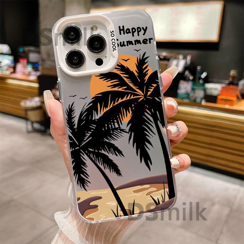 Подходит для чехла на телефон iPhone15Pro Кокосовая пальма 15 лазерный 14 Apple 13 противоударный 11XsMax жесткий 78plus