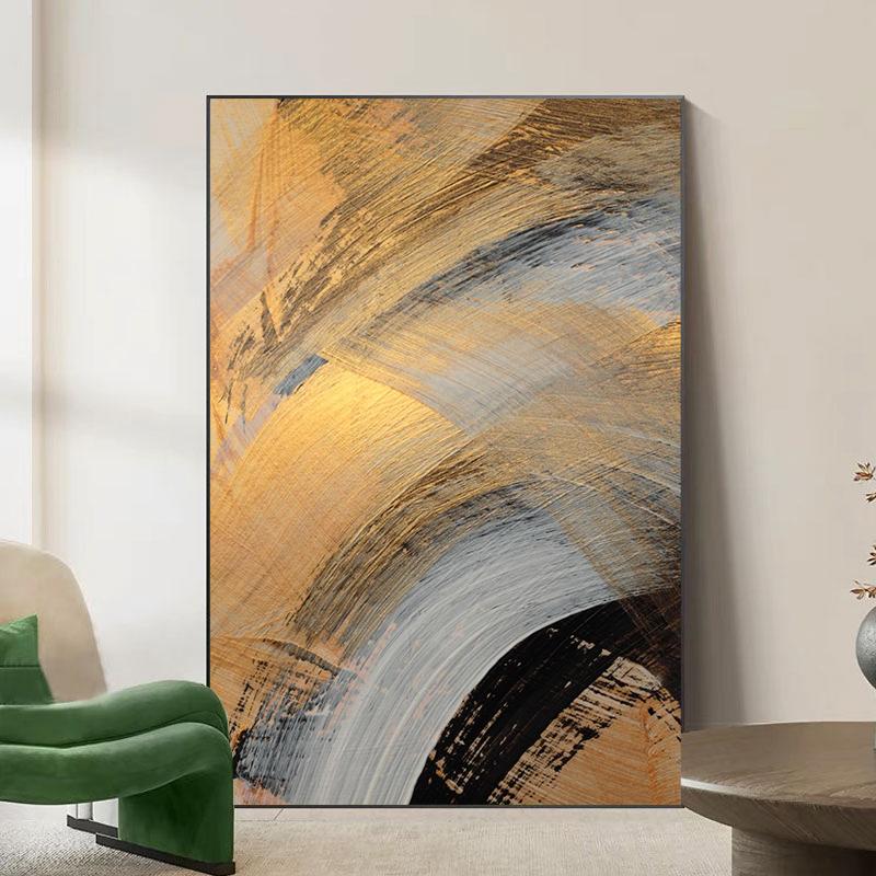 Современная золотая текстура масляной живописи, напечатанная на холсте, абстрактная золотая кисть, постеры и принты для декора гостиной