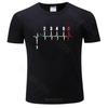 Motorcycle Heartbeat Gear Black Men T-Shirt Biker Lover Summer T Shirt Man Black Cotton Tee-shirt Bigger Drop Shipping