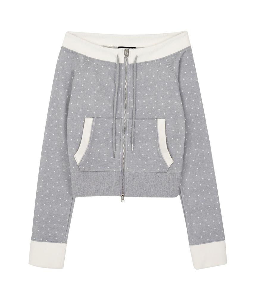 HIGH SCHOOL DISCO Star Graphic Off-Shoulder Zip-Up