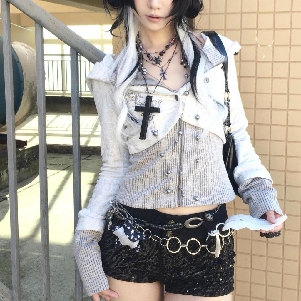 Лоскутные толстовки Женская одежда Длинные рукава Slim Fit с капюшоном Трикотажные толстовки Укороченные топы Толстовки Y2k