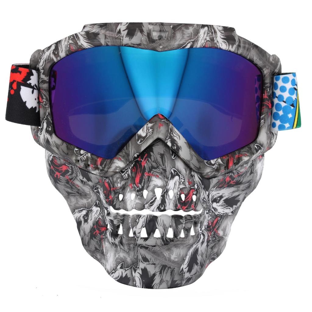Harley KTM Cycling half-face helmet with full-face goggles, Halloween skull mask, water-transfer printed goggles, cycling mask