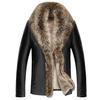New Winter Raccoon Big Fur Collar Fur All-in-one Men's Mid-length Fur Thickened Coat Genuine Leather Coat